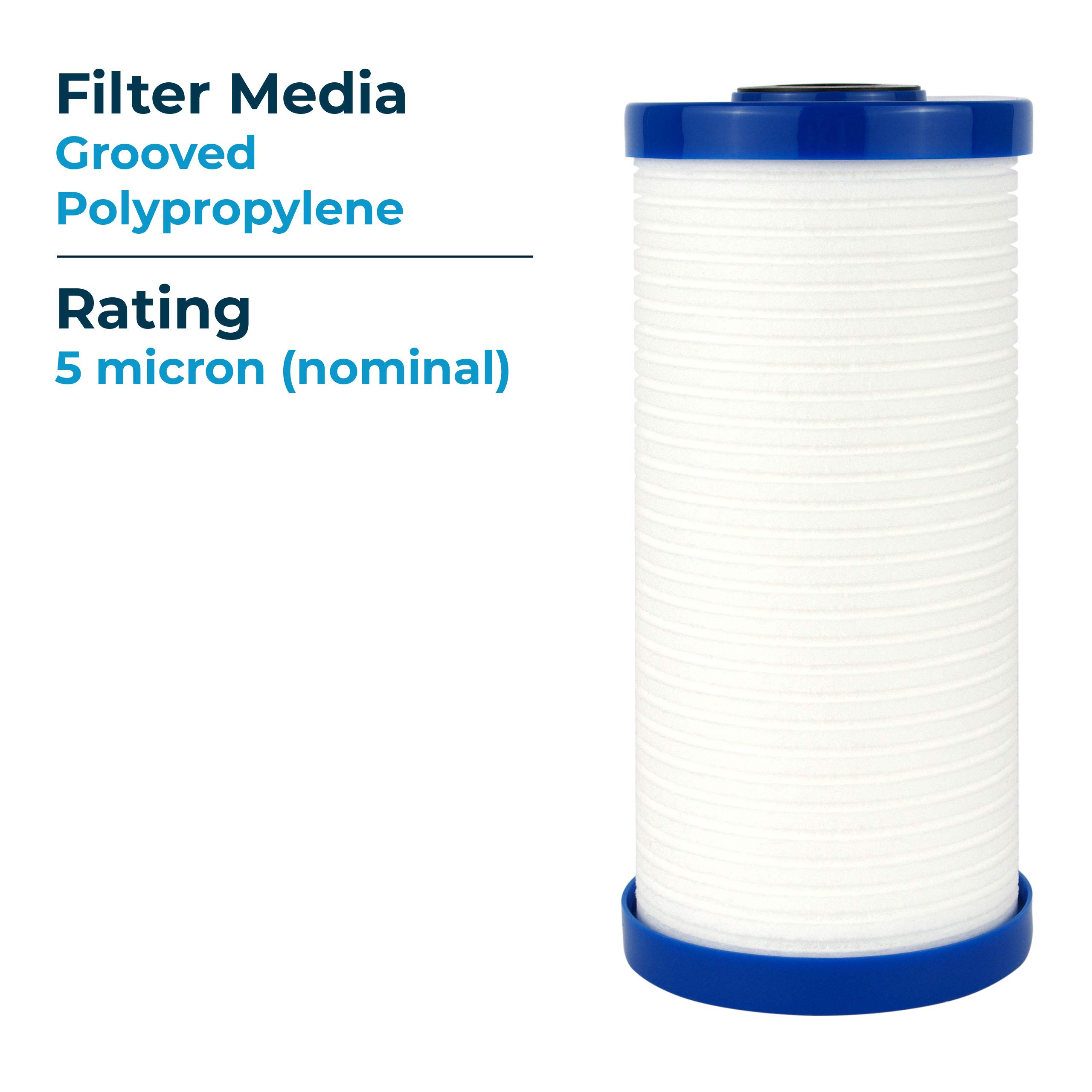 SpiroPure SP-AP810-BB 10x4.5 Inch 5 Micron Grooved Melt-Blown Polypropylene Sediment Water Filter Cartridge (8-Pack) - Perfect for Under Sink, Refrigerator & Whole House Water Filtration Systems