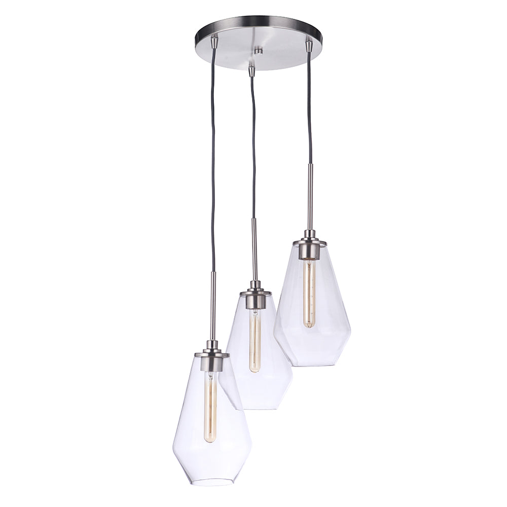 Nimbus 3 Modern Satin Nickel Pendant Light - Perfect for Kitchen Island, Dining Room, and Living Room Lighting