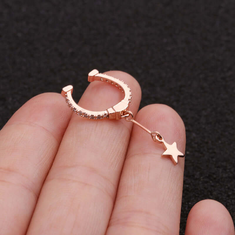 Dangle Star No Piercing Conch Ear Cuff - Trendy Cartilage Earring for Women | Perfect for Everyday Wear, Parties & Special Occasions