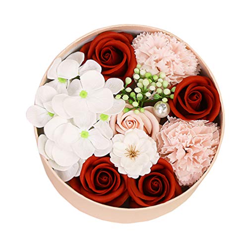 Amosfun Scented Rose Flower Soap Bars with Real Petals - Luxury Bath Soap Gift Set for Women, Valentine's Day, Christmas, Birthday & Anniversary Presents (Red) | Romantic Bath, Spa Relaxation & Home Decor