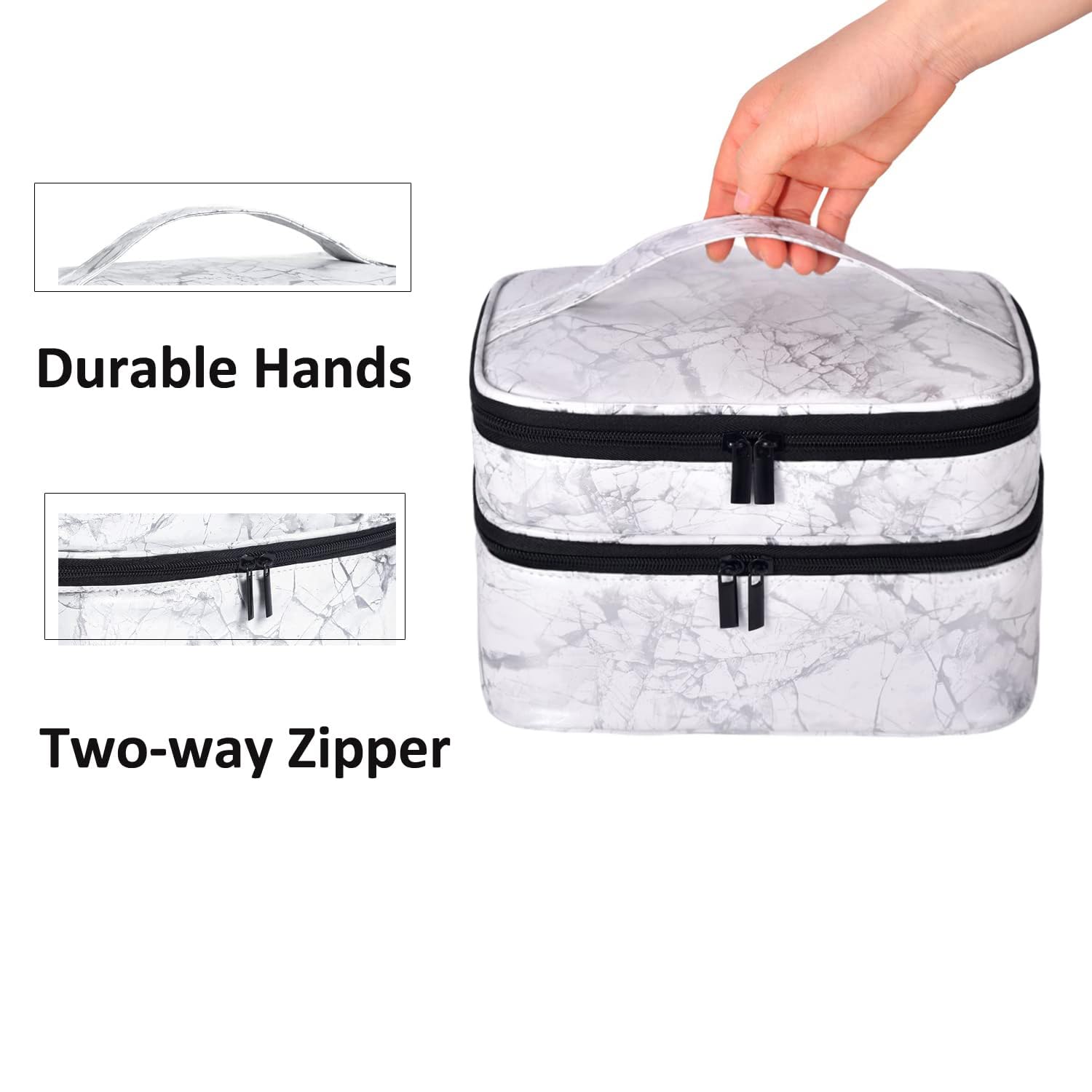 30-Slot Nail Polish Organizer - Double Layer Storage for Manicure Set & Travel | White Cosmetic Case