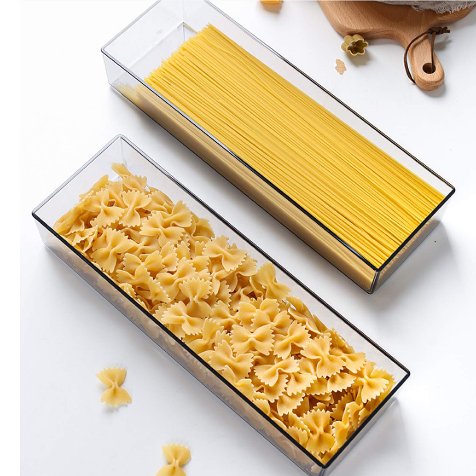 2-Pack Clear Plastic Pasta Storage Containers with Lids - Airtrectangular Spaghetti Food Containers for Kitchen & Pantry Organization - Perfect for Meal Prep, Leftovers & Dry Food Storage