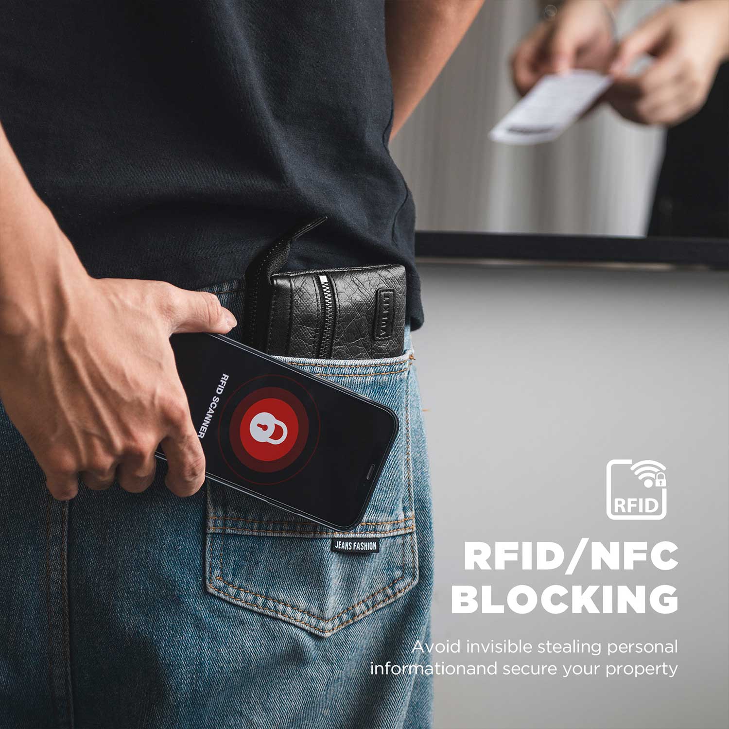 RFID Blocking Waterproof Card Wallet with Removable Keychain - Secure Travel & Everyday Use for Credit Cards, IDs & Cash