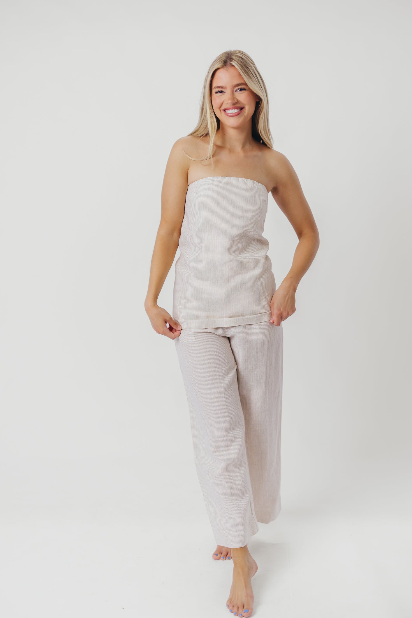 Myrna Women's Linen Blouse in Khaki - Breathable Summer Casual Shirt for Office, Travel & Everyday Wear