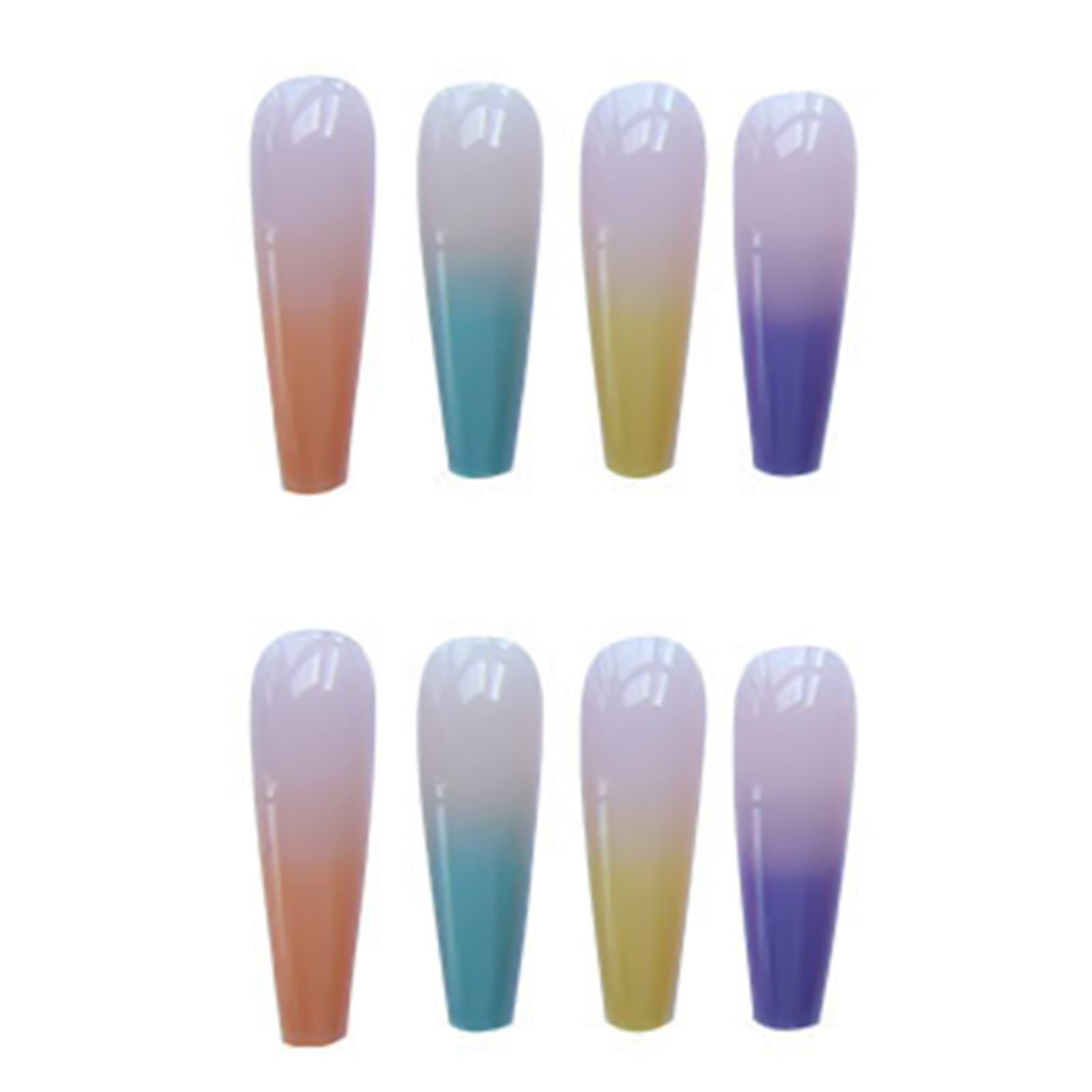 Full Cover Gel Nail Tips - 24pcs Long Ballet Nail Stickers with Rainbow Design | DIY Salon-Quality Fake Nails | Perfect for Parties, Weddings & Special Occasions
