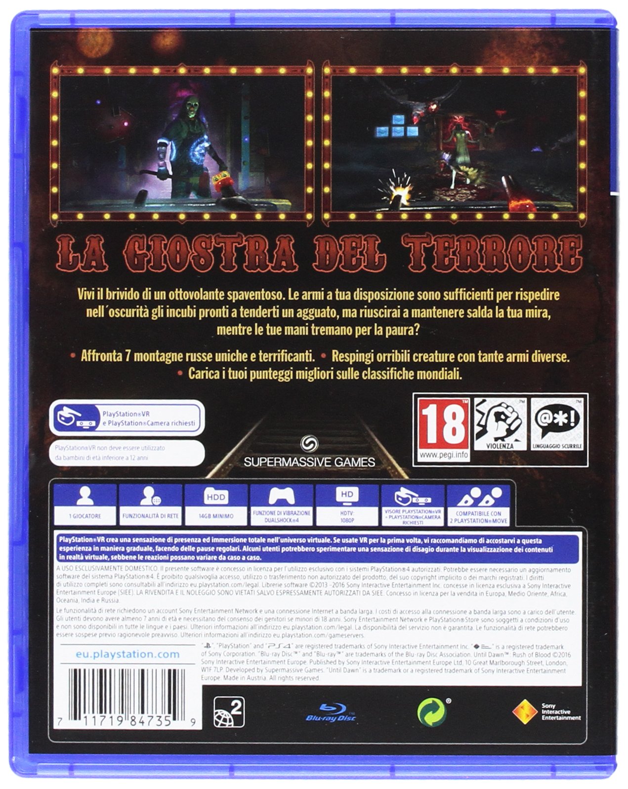 Until Dawn: Rush of Blood - PlayStation 4 VR Horror Game - PSVR Compatible - Scary Survival Shooter for PlayStation VR - Perfect for Halloween Gaming Nights