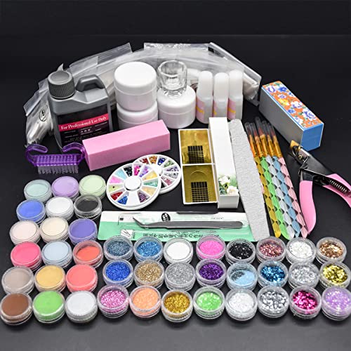 iMeshbean® 120 Colors Acrylic Nail Powder & Glitter Set with Nail Art Brushes - Professional Nail Art Kit for Salon & Home Manicure, Perfect for Nail Extensions, French Tips & Creative Nail Designs