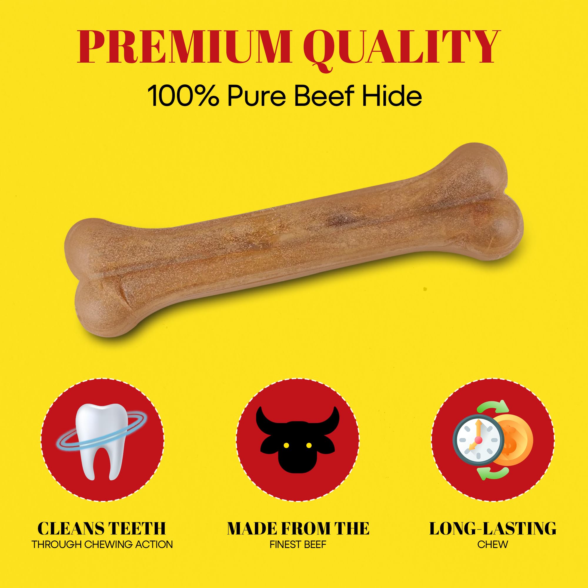 10 Inch Natural Giant Pressed Dog Bones - Pack of 10 | Long-Lasting Rawhide Chews for Dogs | All-Natural Ingredients | Perfect for Aggressive Chewers & Dental Health