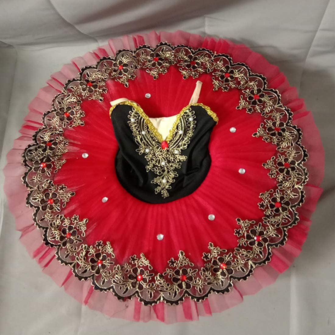 Professional Ballet Dress for Girls - Sparkly Leotard with Camisole & Lace Skirt - Swan Lake Tutu Costume for Dance Recitals, Performances & Ballet Classes