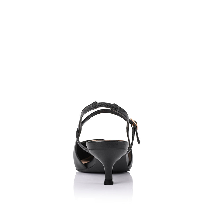 Luce Slingback Kitten Heels for Women - Comfortable Low Block Heel Sandals, Black | Perfect for Office, Wedding & Summer Outfits