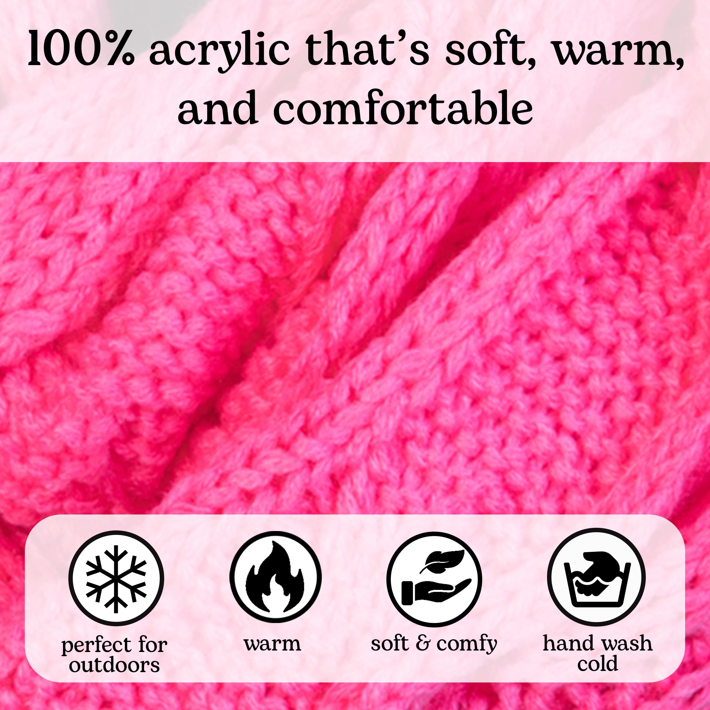 Funky Junque Oversized Beanie, Gloves & Scarf Set in Candy Pink - Winter Knit Hat, Warm Scarf & Cozy Gloves Bundle for Women - Perfect for Snowboarding, Skiing & Cold Weather Fashion