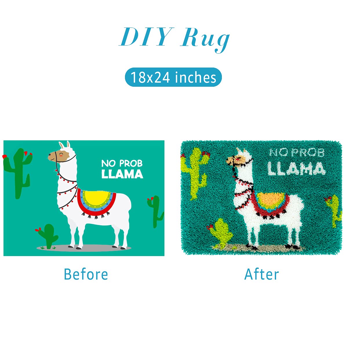 Clubevy Latch Hook Rug Kit - DIY Custom Crochet Craft Kit for Beginners, Kids & Adults - Handmade 18x24 Inch Personalized Gift for Home Decor, Wall Hanging & Cozy Living Room Accent