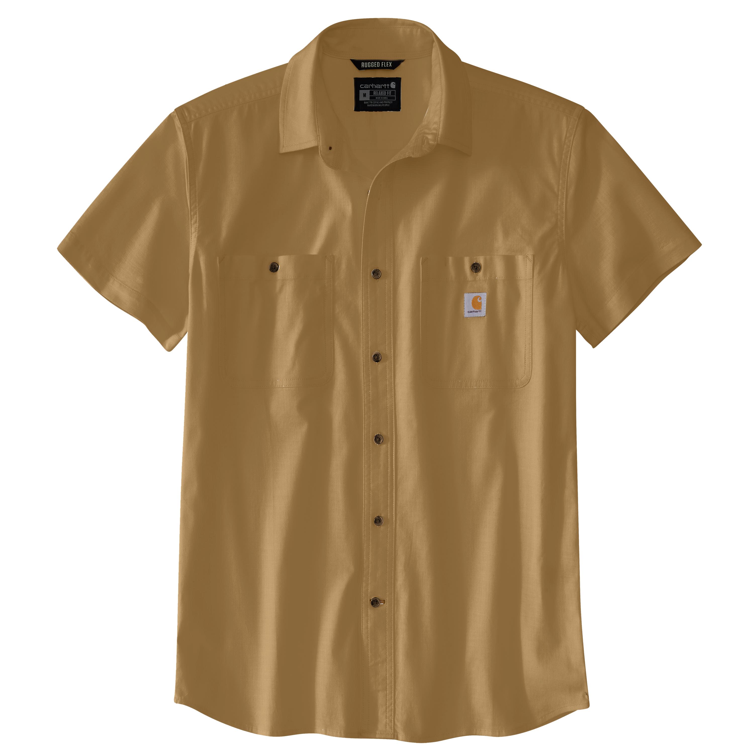 Carhartt Men's Rugged Flex Relaxed Fit Short Sleeve Work Shirt - Durable Button Down Shirt for Construction, Landscaping & Outdoor Work - Comfortable Casual Workwear for Men