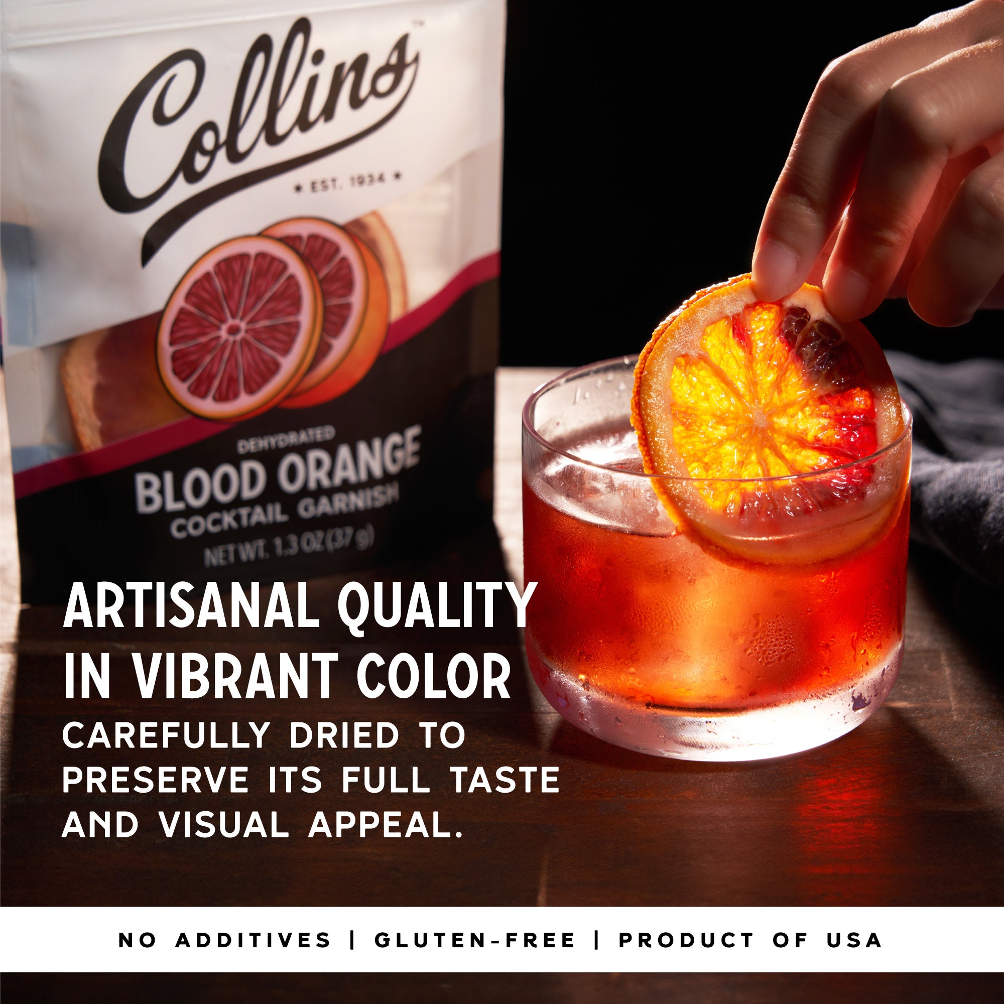 Premium Dehydrated Blood Orange Slices for Cocktails & Drinks - 1.3 oz Pack - Perfect Garnish for Margaritas, Mocktails & Baking Decorations