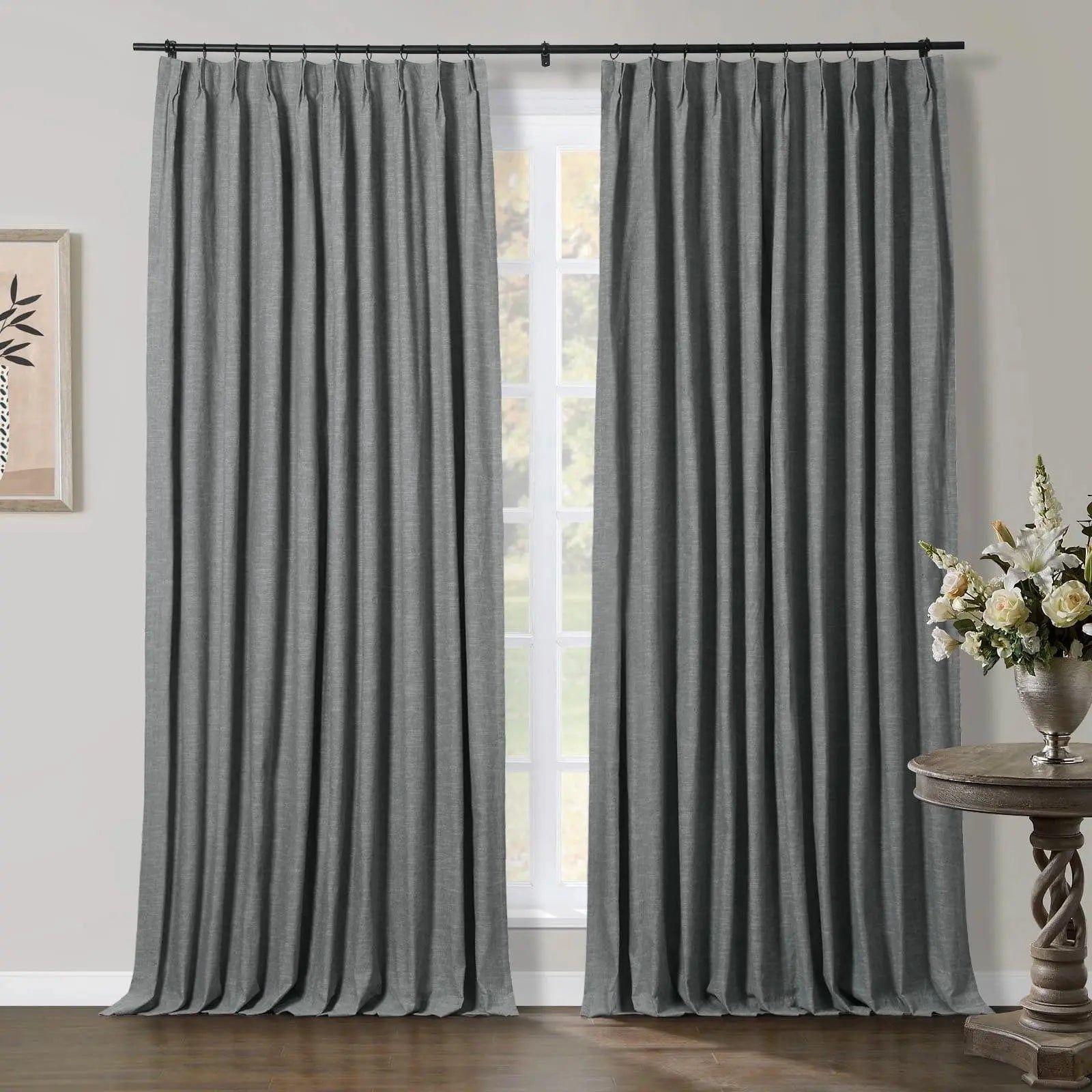 Luxury Linen Cotton Pleated Curtains - Blackout Drapes for Living Room & Bedroom - Elegant Home Decor Window Treatments