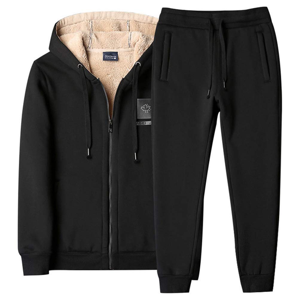 Pantete Men's Lamb Wool Tracksuit Set - Fleece Lined Jogging Suit with Full Zip for Athletic Sports & Casual Wear | Perfect for Gym, Running, and Winter Outdoor Activities