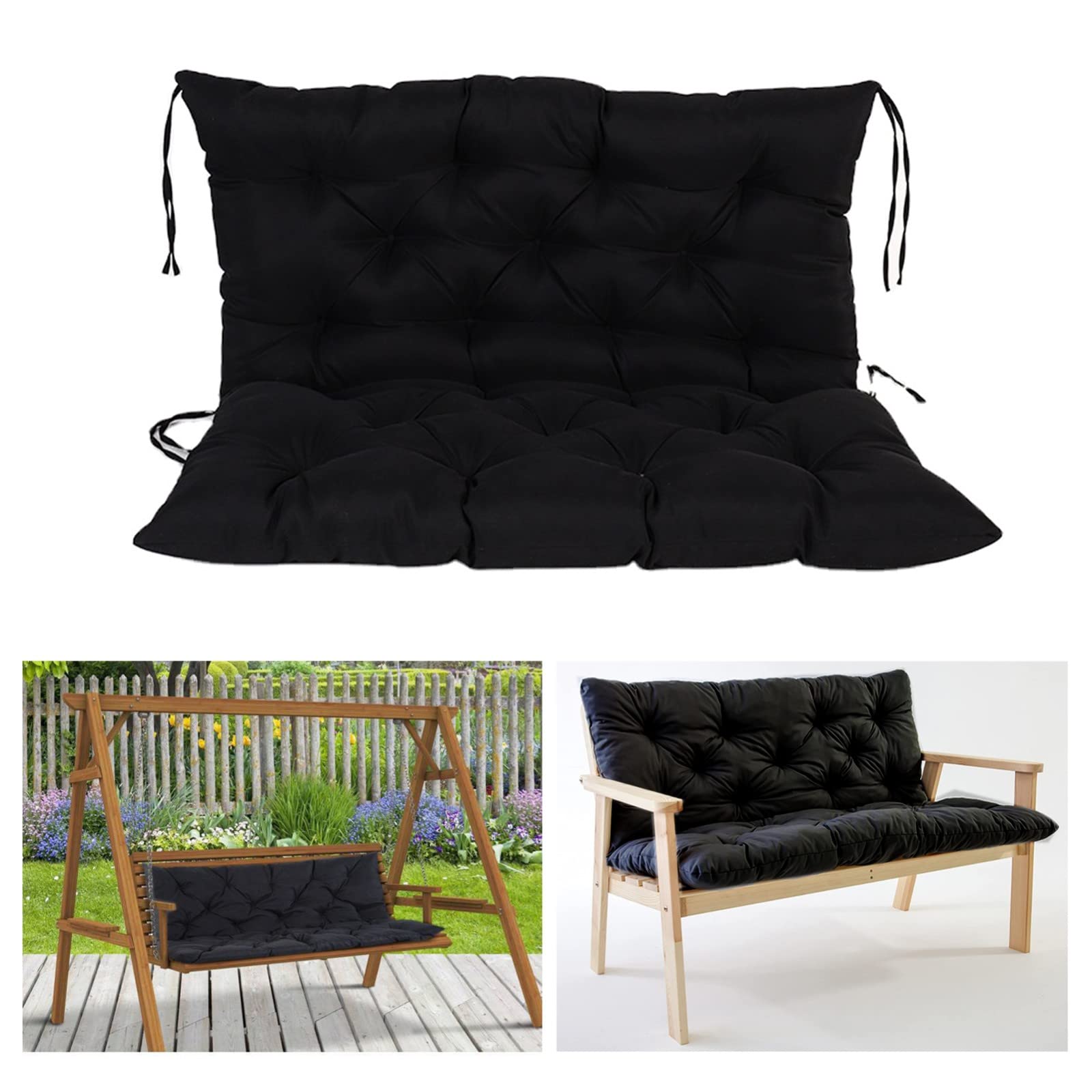 HADMB Swing Replacement Cushions - Outdoor Swing Seat Cushions with Backrest for 2/3 Seater Bench - Waterproof Patio Sofa Pad for Garden, Porch & Backyard Relaxation
