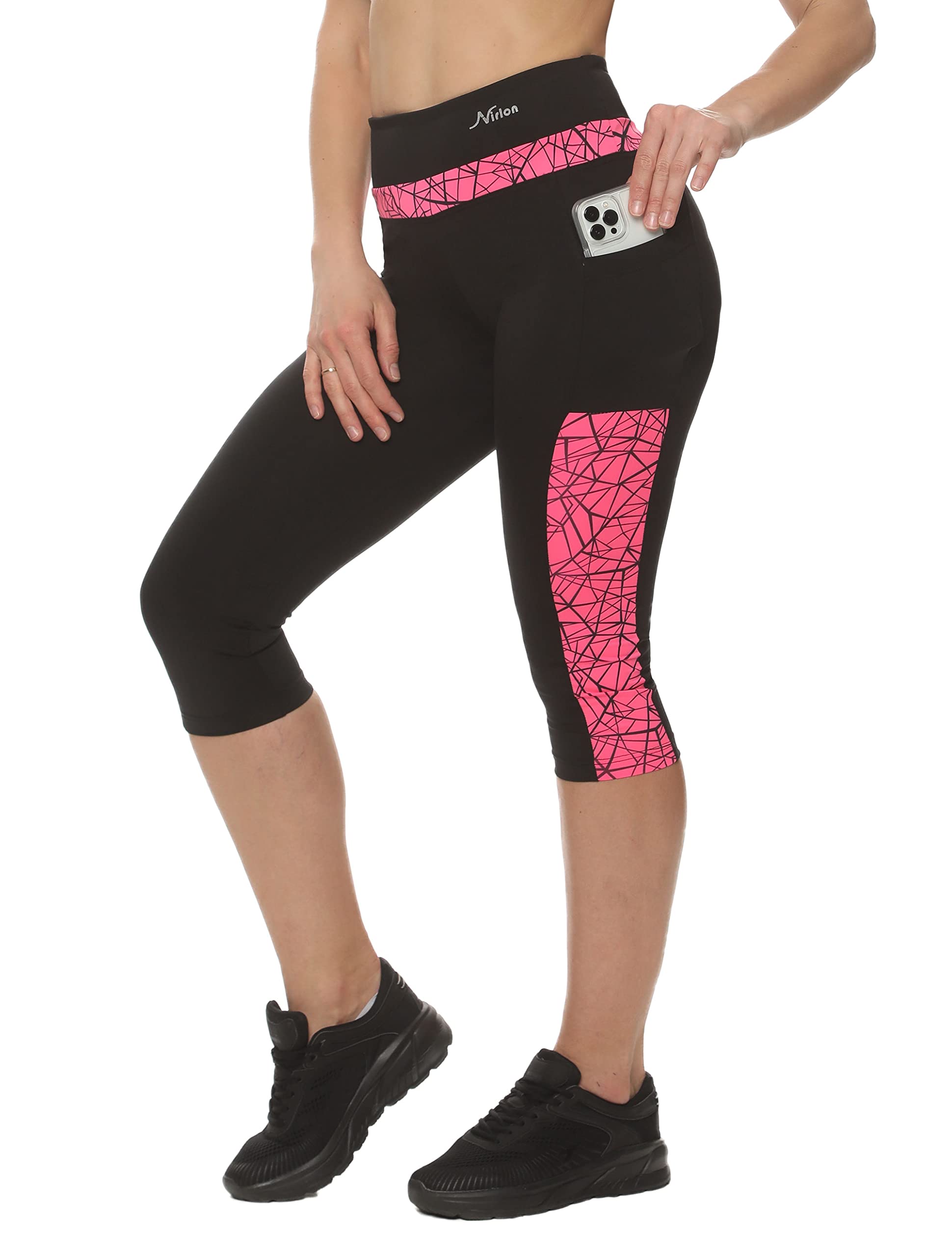 Breathable High Waisted Capri Leggings with Pockets for Women - Nirlon Workout Yoga Running Leggings - Perfect for Gym, Travel & Casual Wear