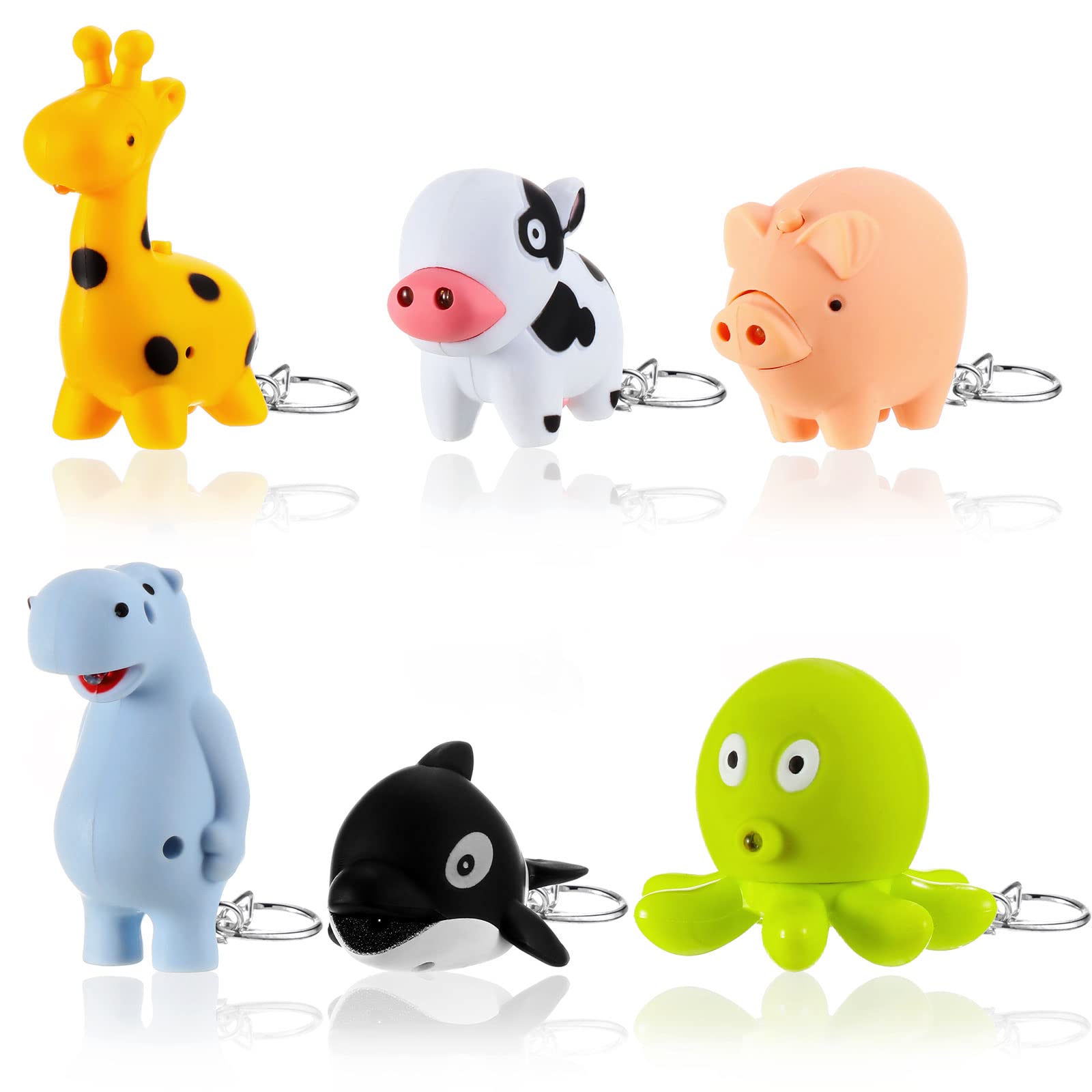6-Piece Nurse Flashlight Set - Cute Animal Keychain Pen Lights (Puppy, Tiger, Flamingo, Sloth, Dinosaur, Cat) for Medical Professionals - Perfect for Night Shifts, Hospital Rounds & Badge Reels