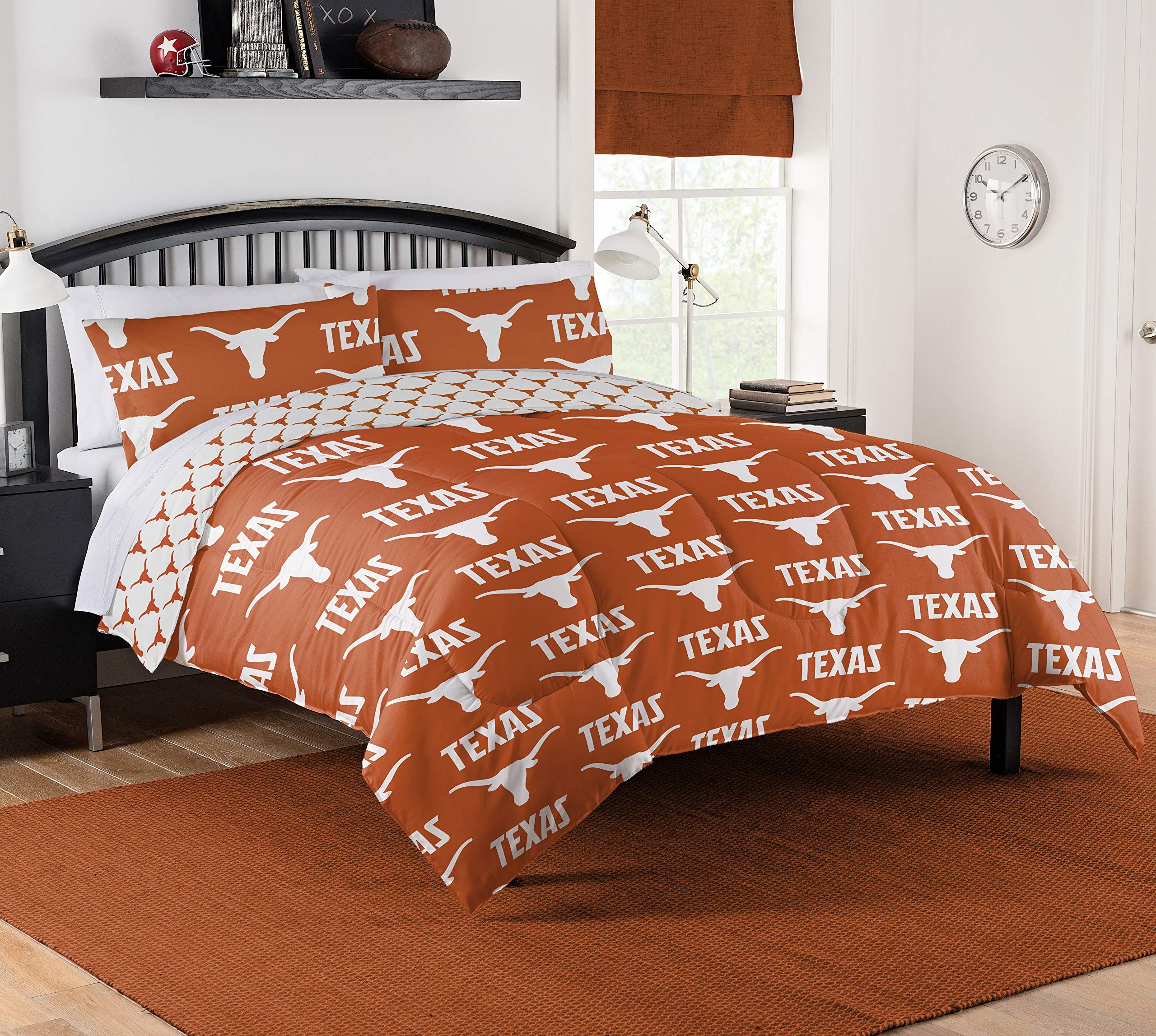 Texas Longhorns NCAA Full Bed in a Bag Set - 7-Piece College Dorm Bedding Set with Comforter, Sheets & Pillowcases - Perfect for University Dorms, Game Day Decor & Fan Gifts