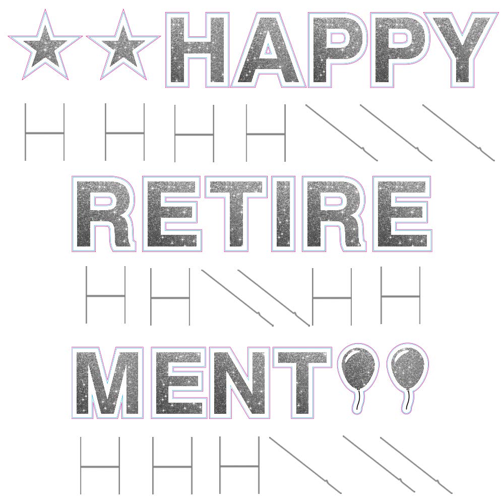 Happy Retirement Yard Sign – 18in Tall Corrugated Plastic Retirement Decor with Stakes & Emojis, Faux Glitter Silver – Perfect for Retirement Parties, Outdoor Decorations & Retirement Gifts