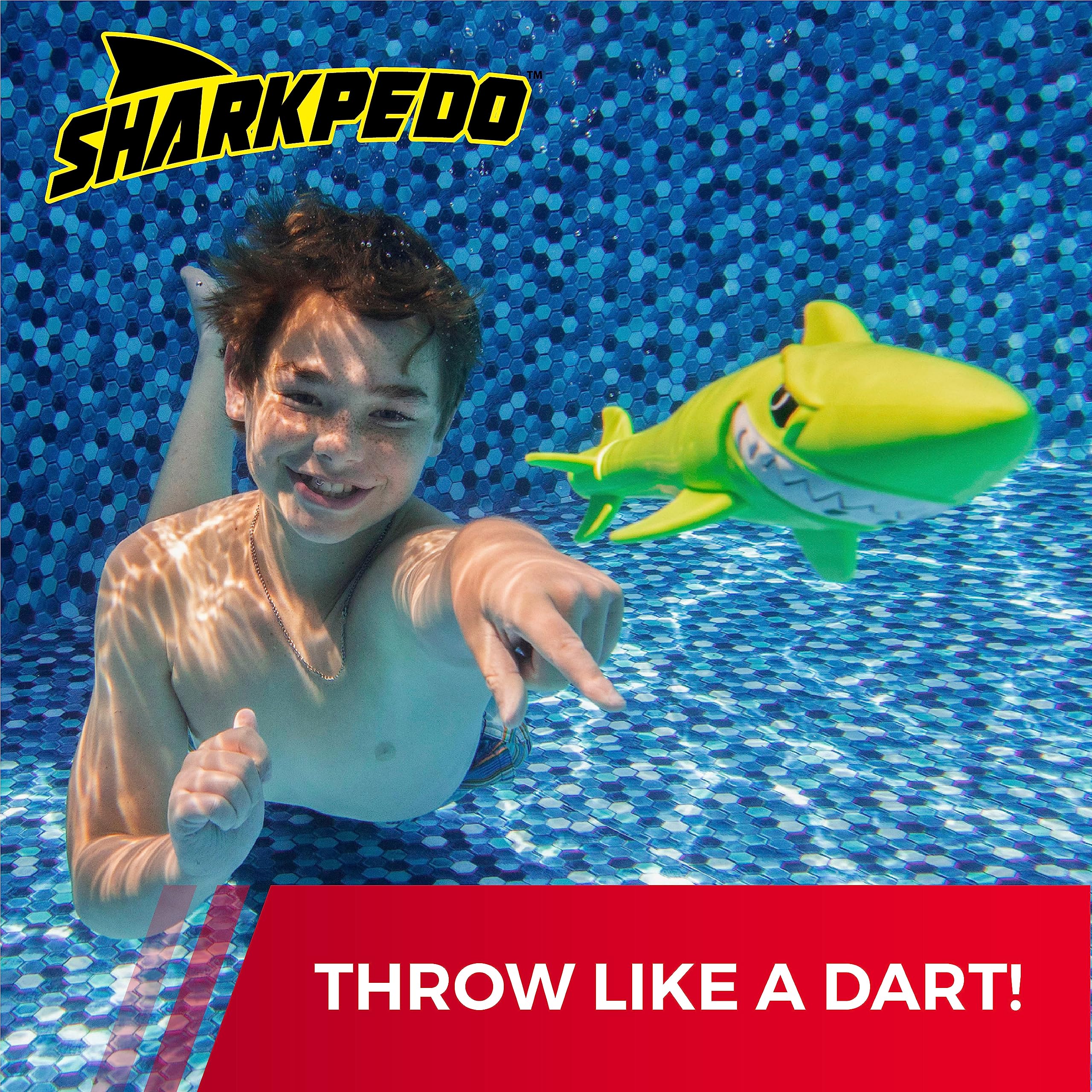 Prime Time Toys Sharkpedo Underwater Glider - Shark Diving Pool Torpedo Toy for Kids Ages 4-8 - Large Shark Pool Toys for Outdoor Swimming Fun - Perfect for Summer Pool Parties, Beach Vacations & Backyard Water Play