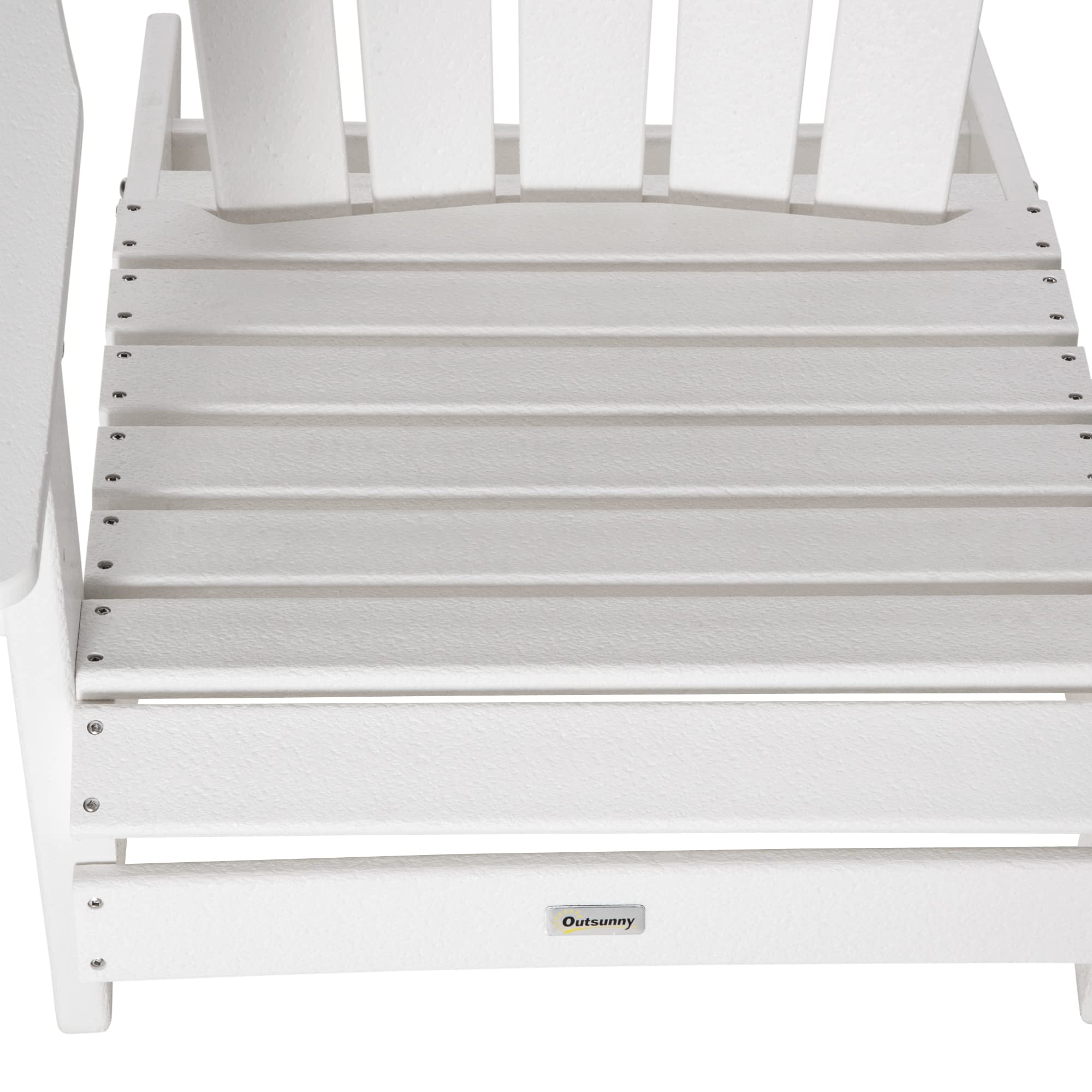 Outsunny White HDPE Adirondack Chair with Cup Holder - All-Weather Patio Lounger for Outdoor, Backyard, Garden, Deck & Lawn - Perfect for Fire Pit Seating, Relaxing & Entertaining Guests