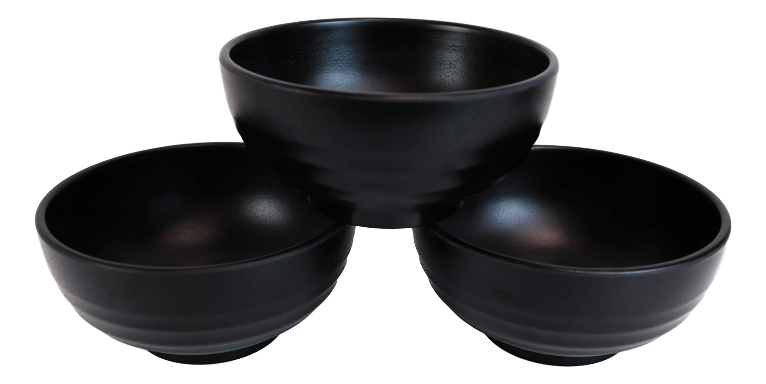 Ebros Matte Black Melamine Bowls - 6 Pack for Asian Cuisine & Dining