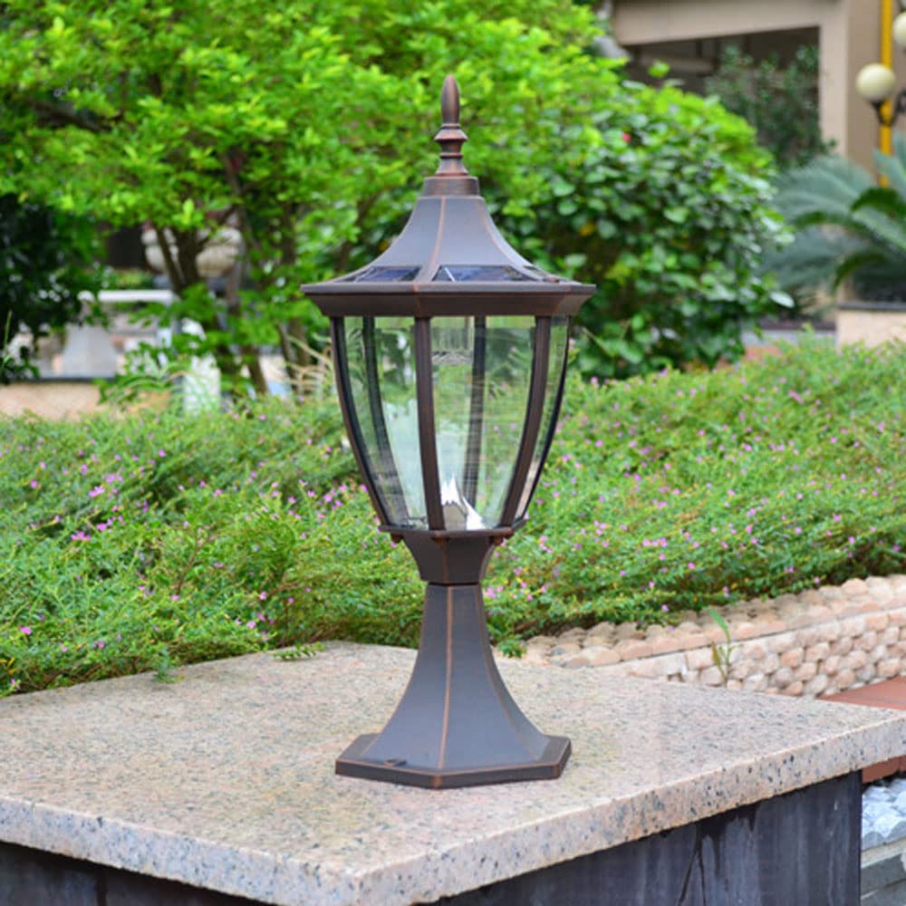 Solar Post Lights Outdoor - Waterproof LED Pillar Lamp Fixture, Die Cast Aluminum & Glass Warm White Light for Garden, Yard, Pathway, Driveway - Perfect for Landscape Lighting, Patio Decor and Nighttime Safety