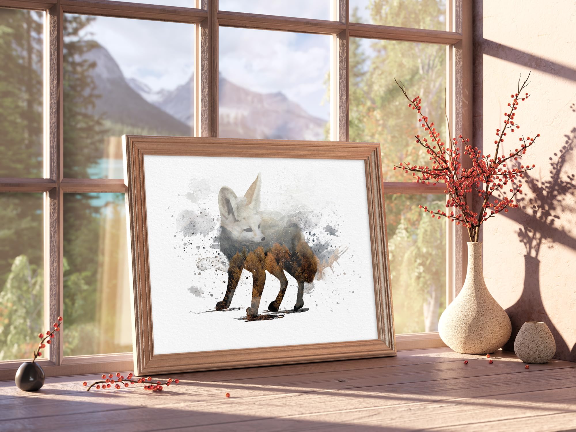Double Exposure Fennec Fox Art Print - 8x10