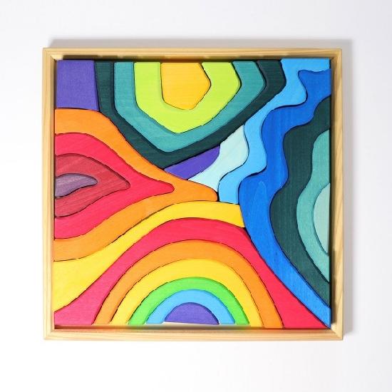 Grimm's Wooden Building Blocks Set - 4 Natural Elements (Earth, Air, Fire, Water) - Montessori Educational Toys for Kids - Perfect for Creative Play & Early Learning Development
