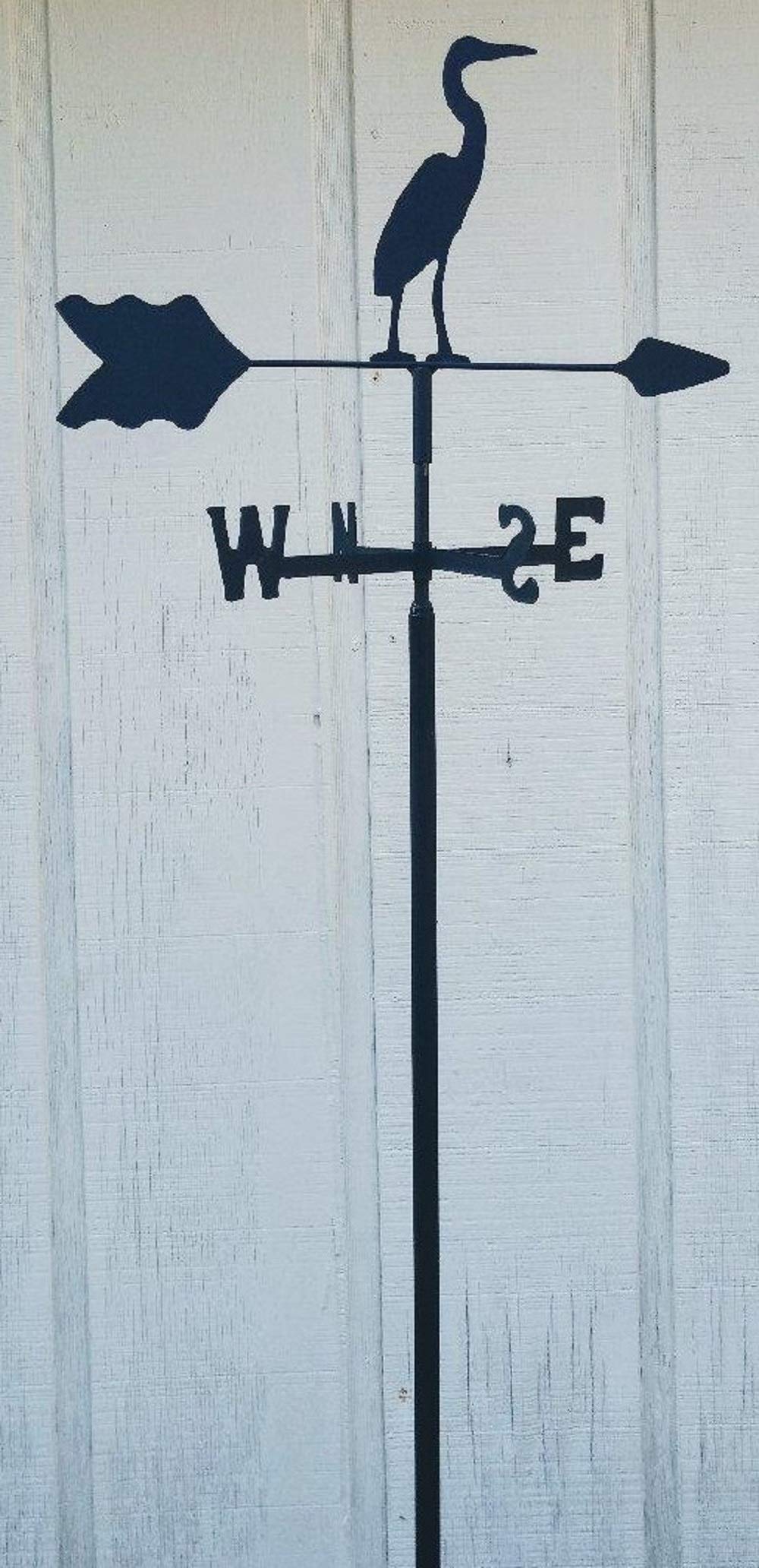 Egret Garden Style Wrought Iron Weathervane - Decorative Outdoor Wind Direction Indicator for Yard, Farmhouse & Garden Decor