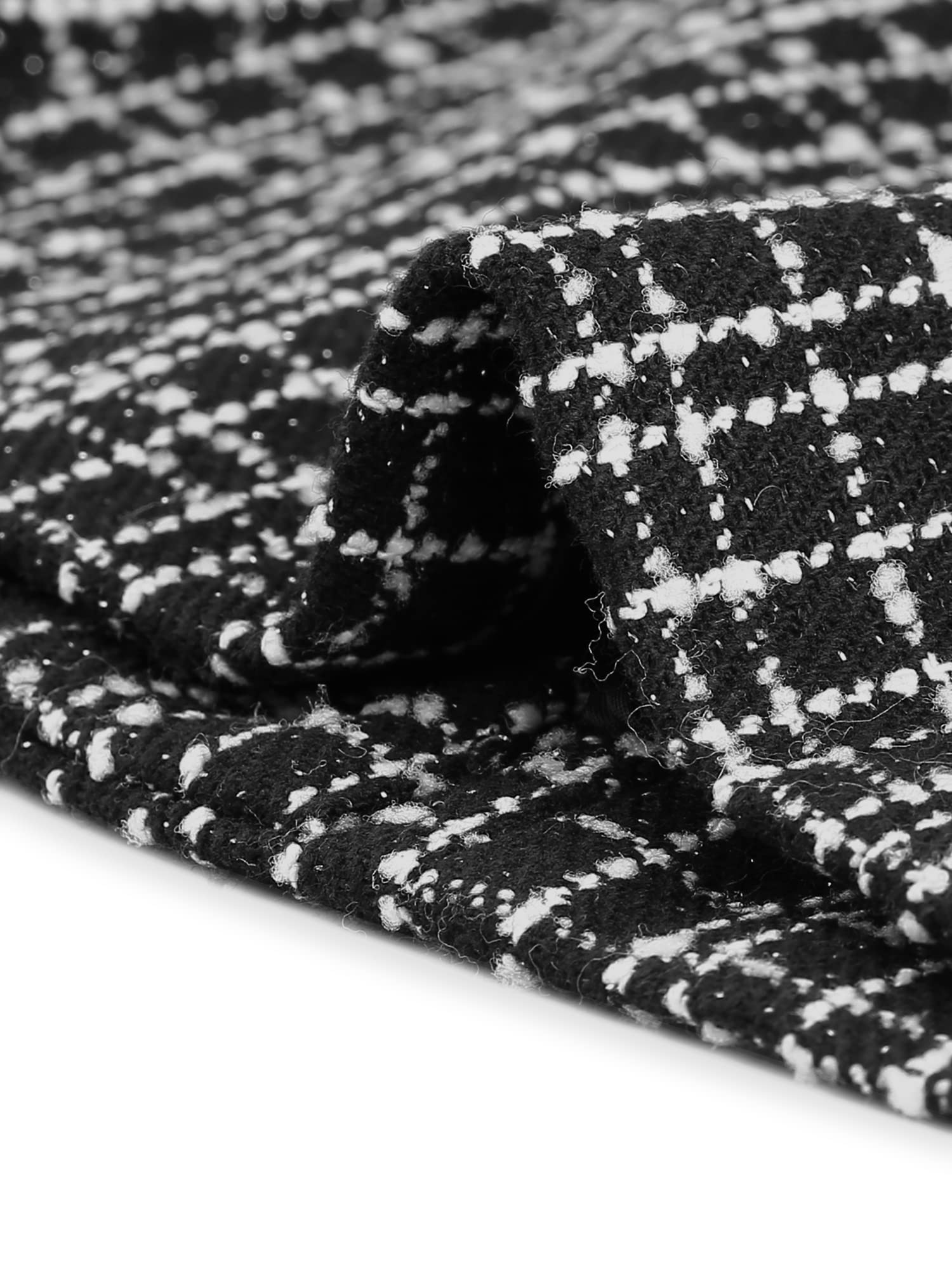 Allegra K Women's Tweed Blazer Jacket - Elegant Long Sleeve Plaid Work Jacket with Open Front Design | Perfect for Office Wear, Business Meetings & Professional Outfits
