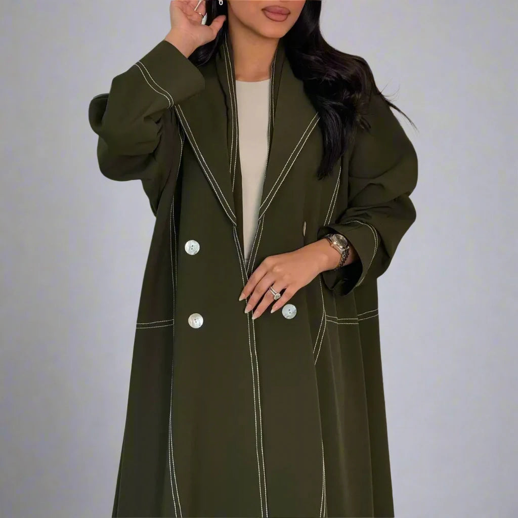 Elegant Double Breasted Cardigan Open Abaya Dress for Women - Modest Islamic Fashion for Prayer, Home & Special Occasions