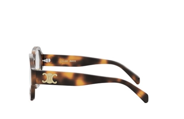 Celine TRIOMPHE CL50134F 053 Shiny Havana Geometric Women's Eyeglasses - Stylish Designer Glasses for Women, Perfect for Work, Fashion & Everyday Wear