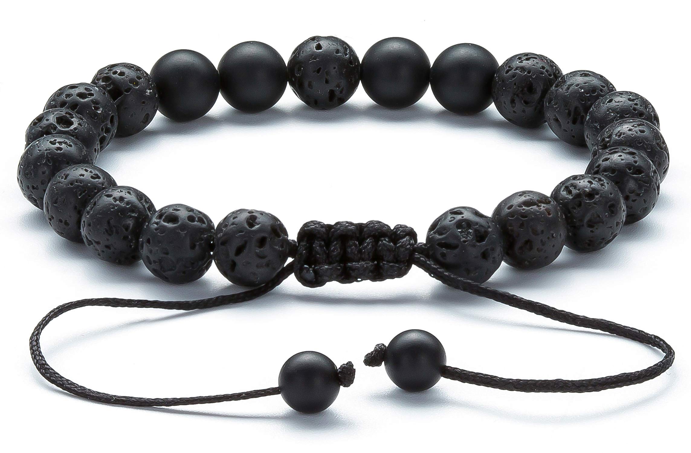 Hamoery 8mm Lava Stone Essential Oil Diffuser Bracelet for Men & Women - Natural Aromatherapy Anxiety Relief Beaded Yoga Bracelet with Braided Rope - Perfect for Meditation, Stress Relief & Spiritual Healing Gifts