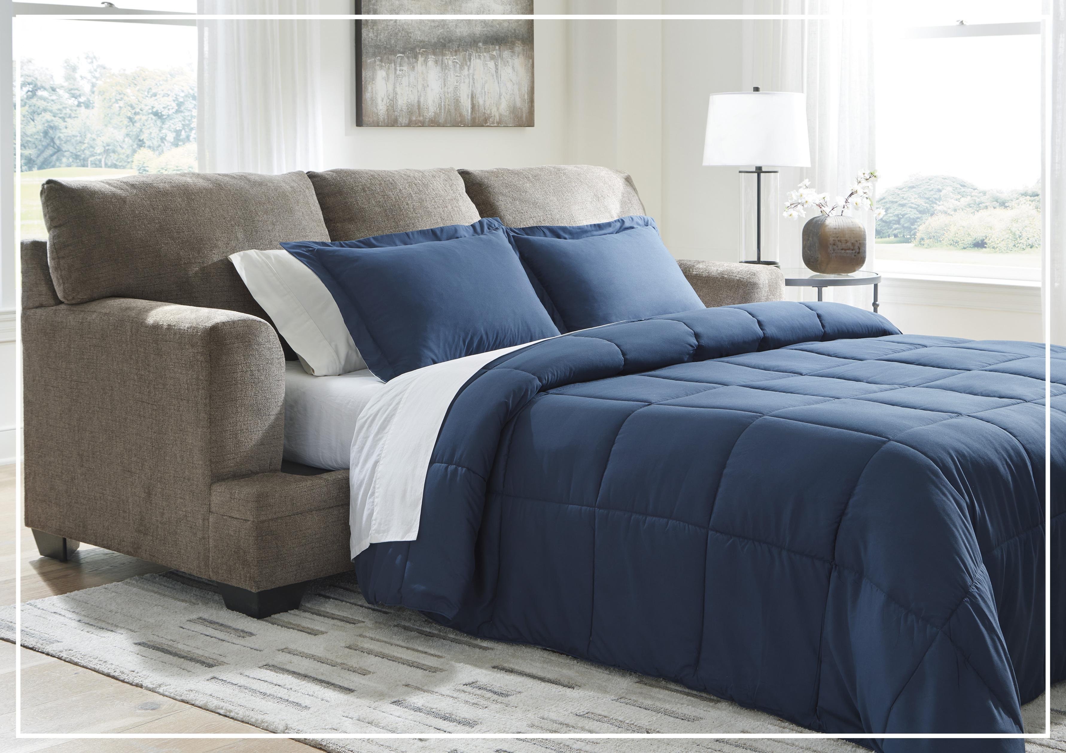 Gio Italia Seabrook 3-Seater Queen Sofa Bed with Taupe Upholstery - Convertible Sleeper Sofa for Living Room, Guest Room & Small Spaces