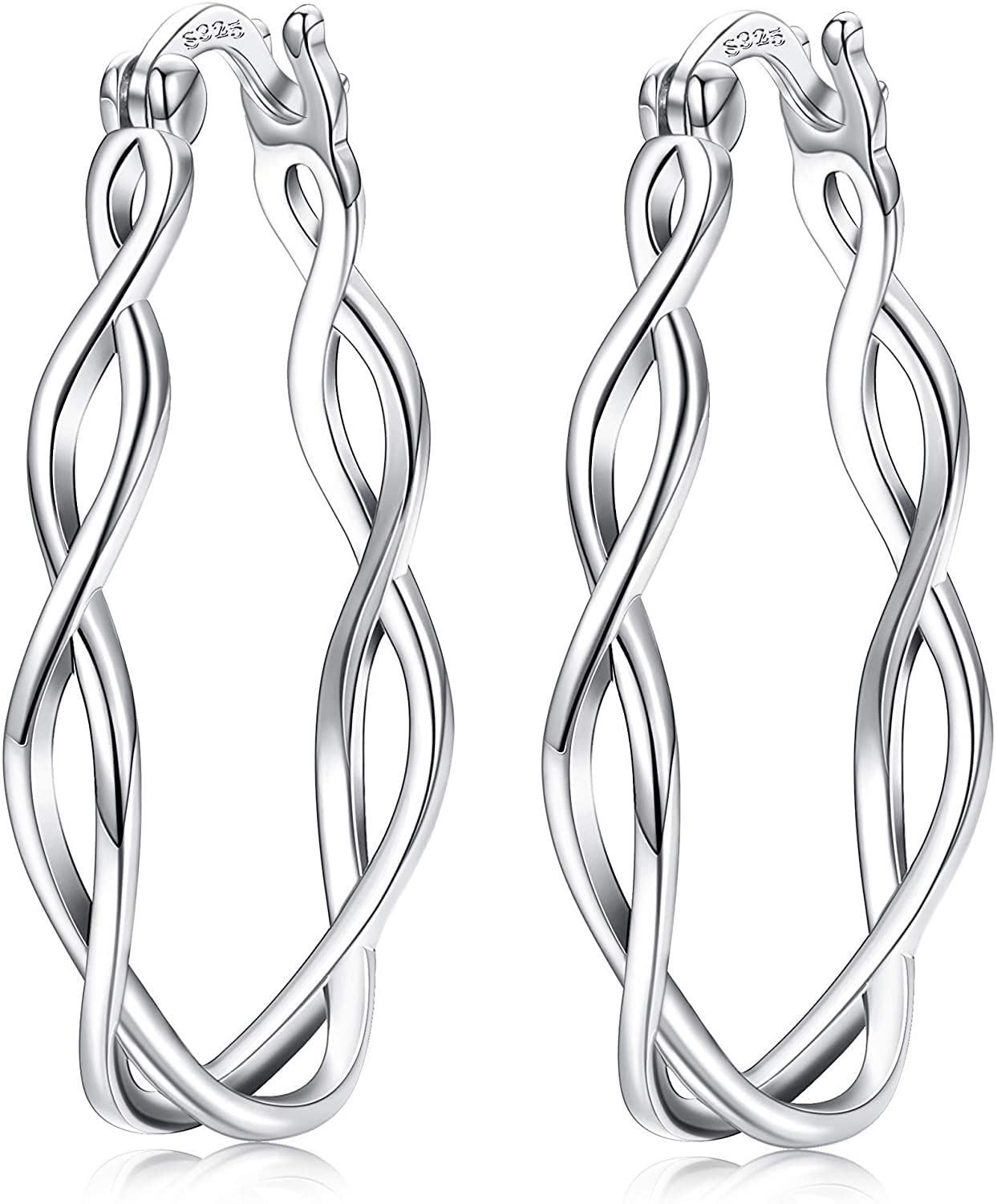 925 Sterling Silver Hoop Earrings for Women - Milacolato Irish Celtic Knot Twist Design, Elegant Dangle Ear Jewelry for Everyday Wear, Gift Giving & Special Occasions