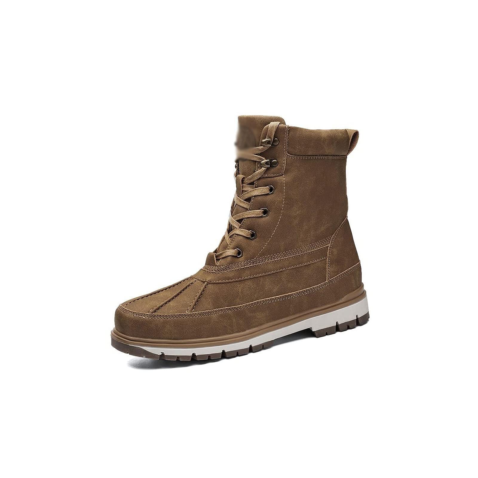 GAGC Men's Warm Fur Lined Winter Boots - Waterproof Leather High Top Snow Boots, Comfortable Work Boots & Ankle Sneakers for Outdoor Activities (Khaki, Size 12) - Ideal for Snowy Weather, Hiking & Construction Work