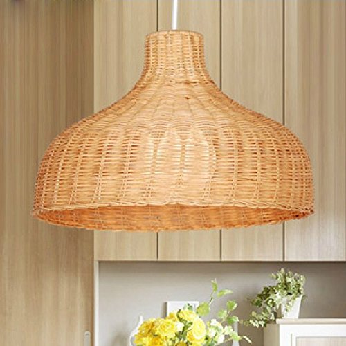 Handwoven Rattan Chandelier - Natural Wicker Pendant Light for Dining Room, Bedroom, Balcony | Boho Farmhouse Decor | Southeast Asian Inspired Hanging Lamp (Yellow) - Perfect for Cozy Home, Cafe and Vacation House Lighting