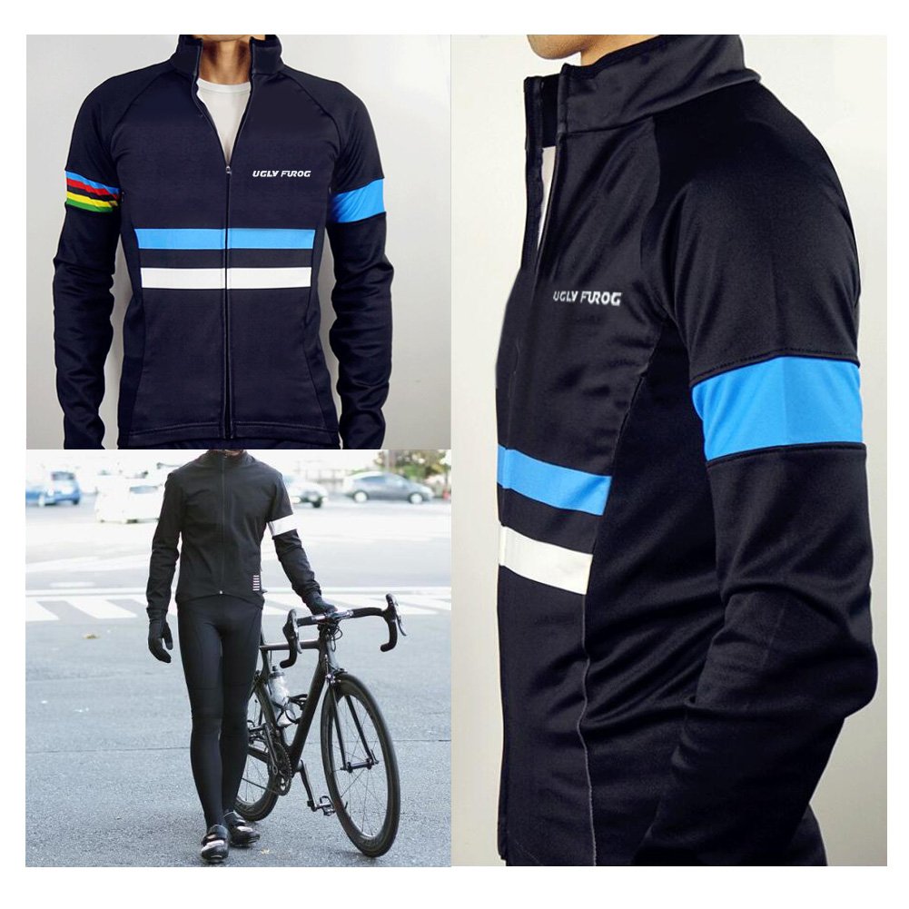 UGLY FROG Men's Thermal Fleece Cycling Jersey & Pants Set - Winter Bike Suit for Road & MTB with 3D Gel Padding - Windproof, Breathable Warm Bicycle Clothing for Outdoor Sports & Cycling Club Rides