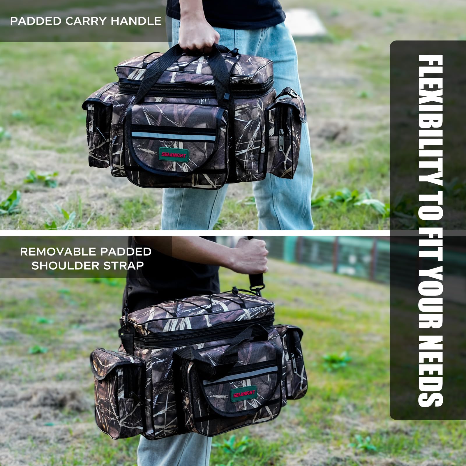 SeaKnight Waterproof Fishing Tackle Bag - Durable Saltwater & Freshwater Fishing Gear Organizer with Padded Shoulder Strap - Perfect for Bass, Trout & Offshore Fishing Trips