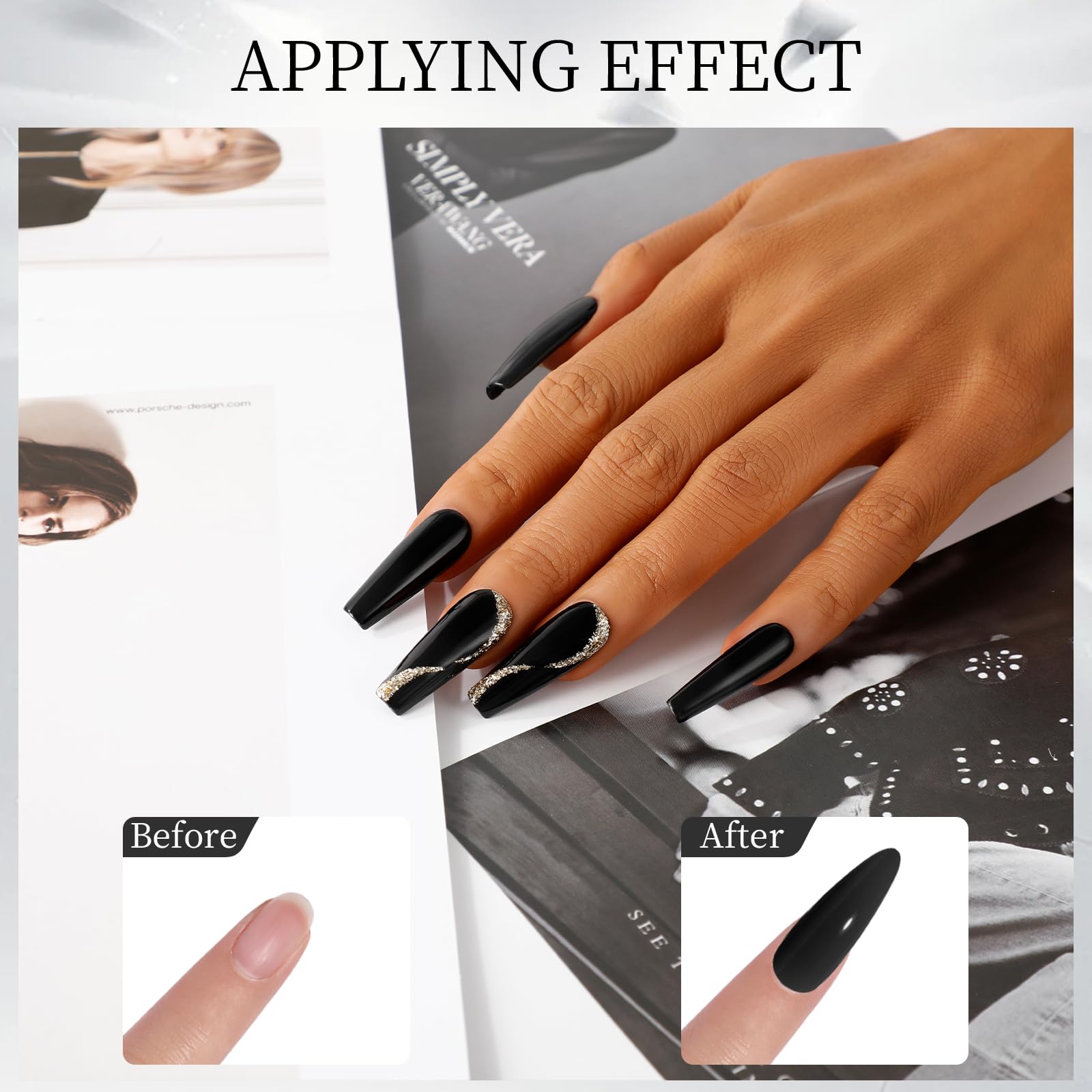 ROSALIND 120g Black Acrylic Nail Powder for Professional Nail Extensions - No UV Lamp Needed, Dries Naturally | Perfect for Salon, DIY Manicures & Acrylic Nail Art
