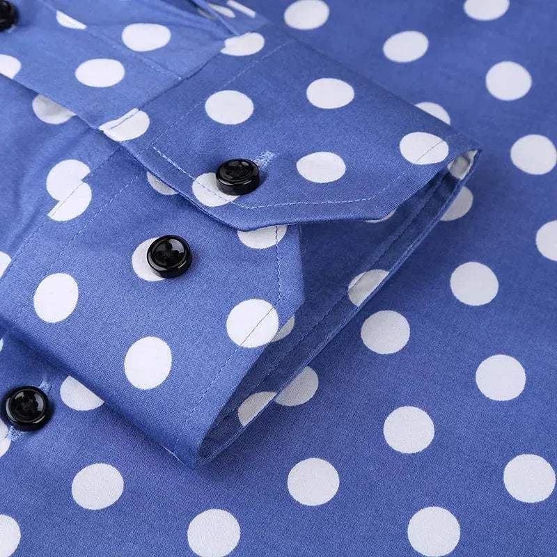 Stylish Men's Polka Dot Dress Shirt - Formal & Casual Button Down Shirt for Office, Party & Date Night