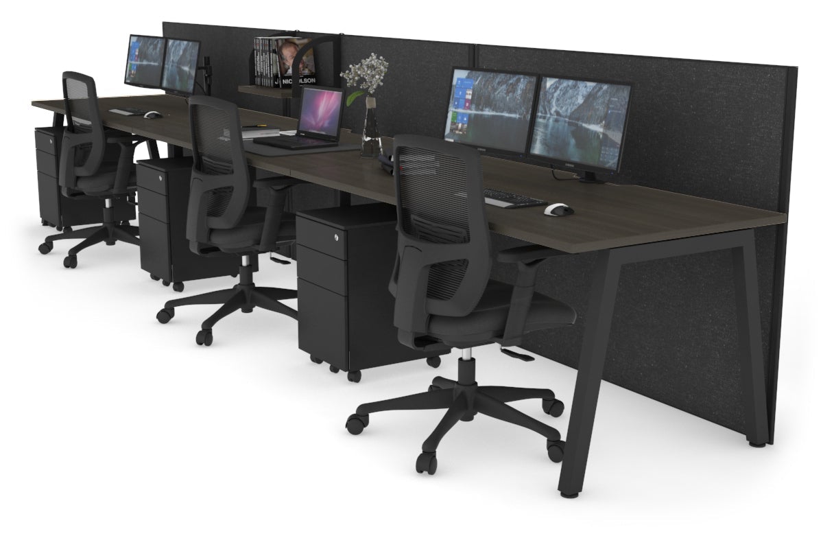 Horizon Quadro 3-Person Office Workstation Desk - 1600L x 800W with Cable Management - Perfect for Collaborative Workspaces & Modern Offices
