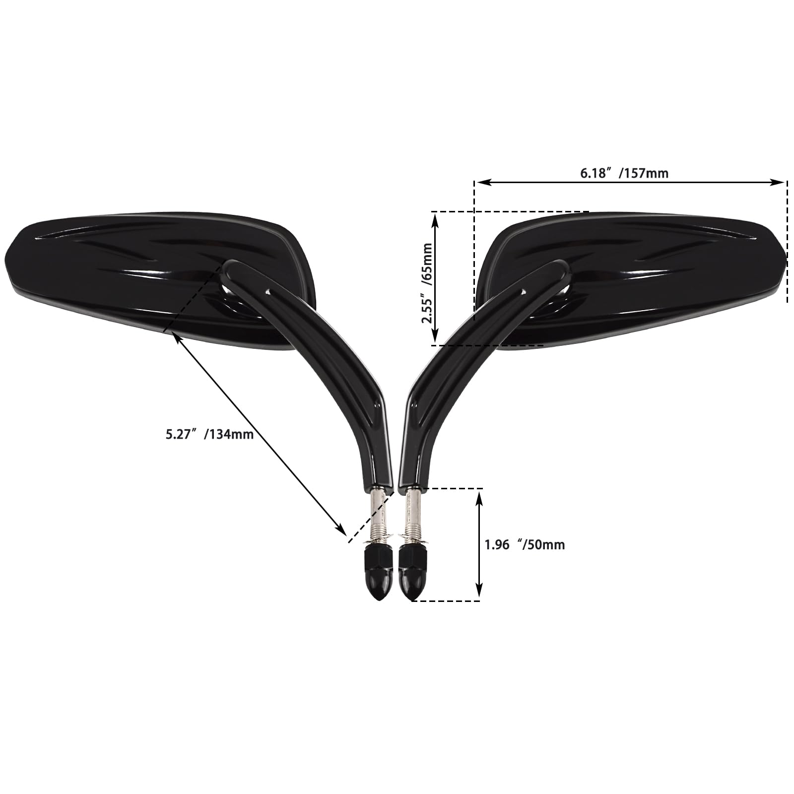 FOVPLUE Motorcycle Handlebar Mount Mirrors for Harley Davidson 1982-2024 Models - Compatible with CVO, Dyna, Touring, Electra Glide, Road Glide, Road King, Softail, Street Glide & Sportster 1200/883 - Gloss Black Rearview Mirrors for Enhanced Safety & Visibility - Perfect for Highway Cruising, City Commuting & Long-Distance Rides