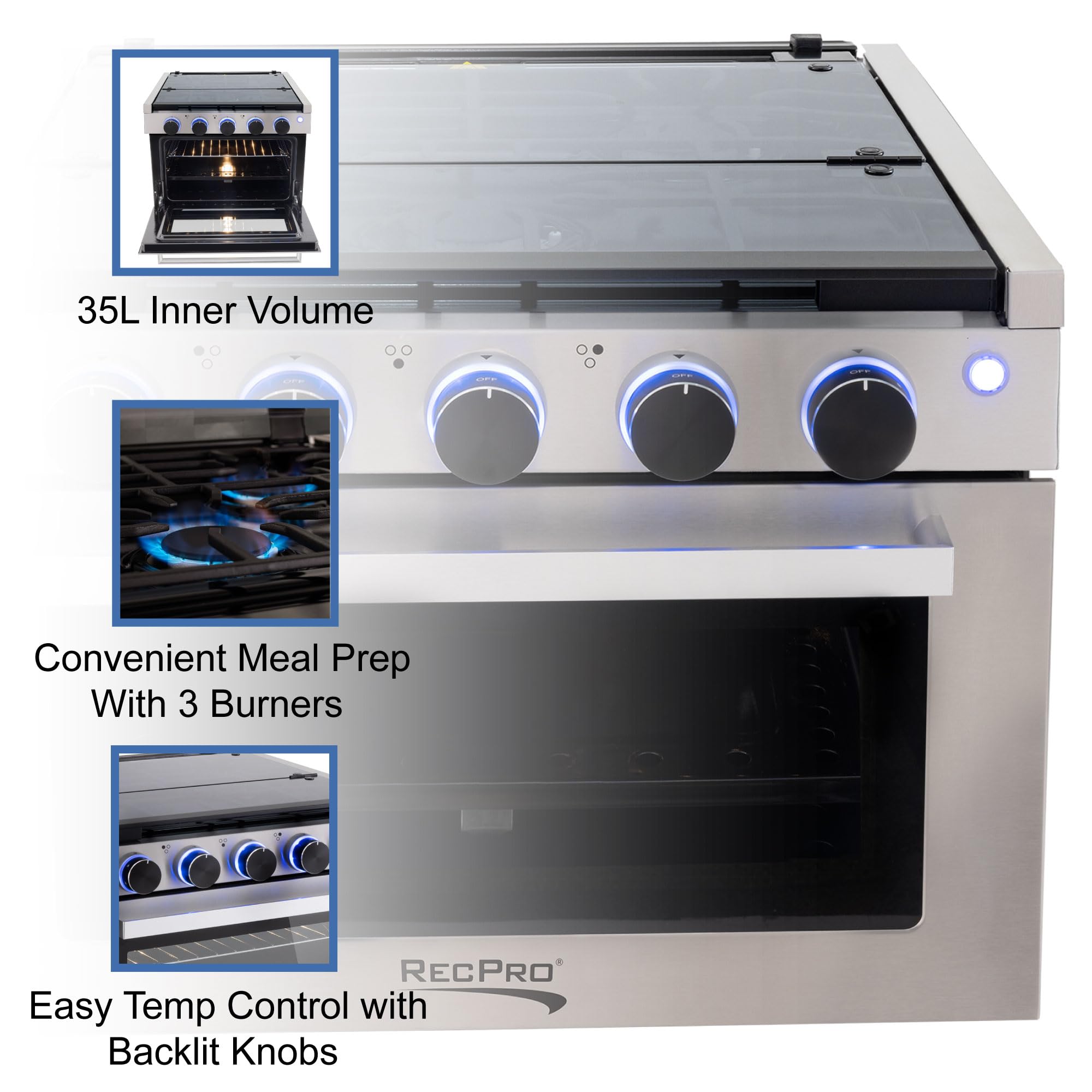 RecPro RV Stove Black Finish - 17