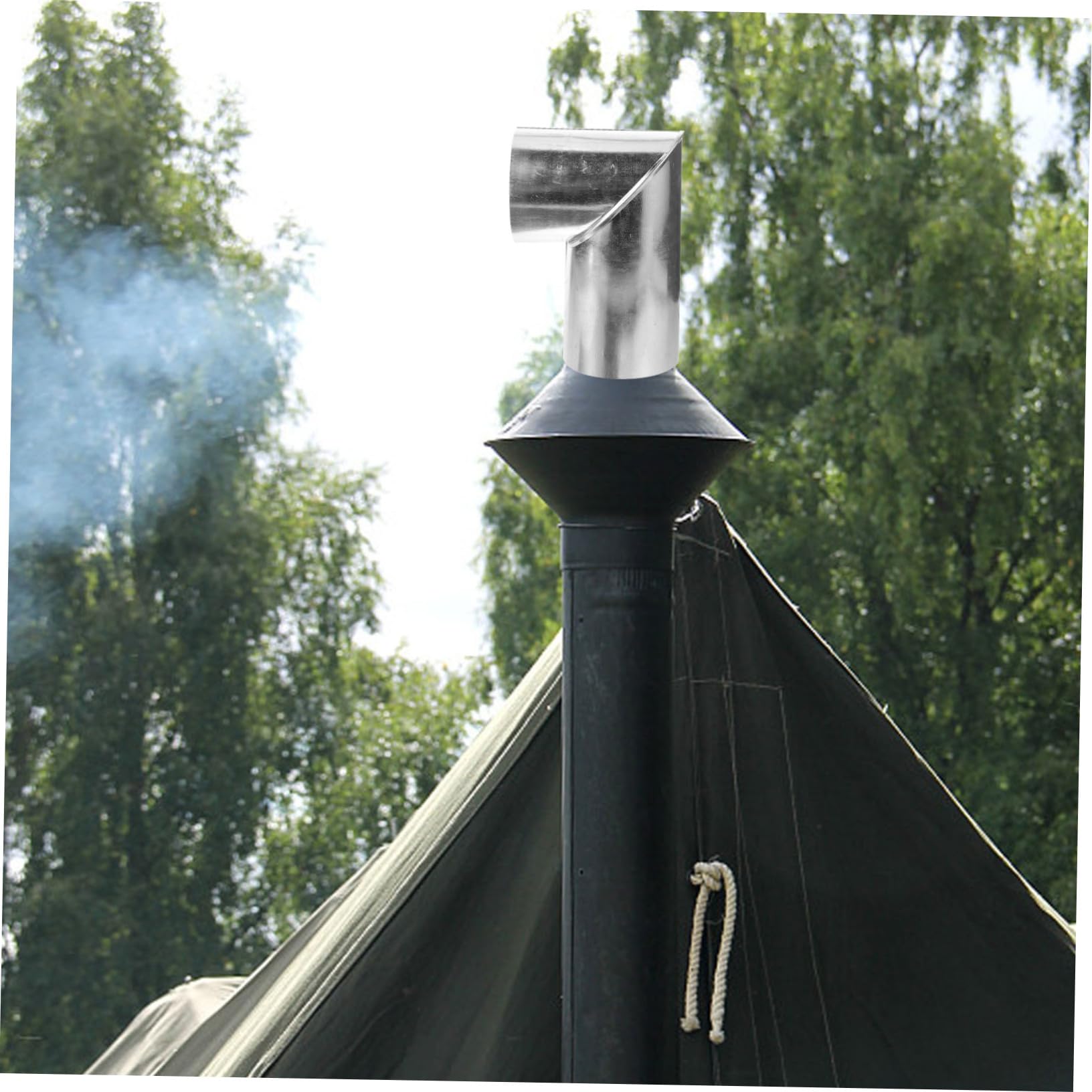 MUCKLILY Chimney Pipe Accessories - Smoke Pipe Elbow, Tent Wood Stove Hose, Camping Heating Stove Pipe, Exhaust Pipe, Smoke Vent, Ground Pot, Stainless Steel Exhaust - Perfect for Camping, RV, Outdoor Heating & Wood Stoves
