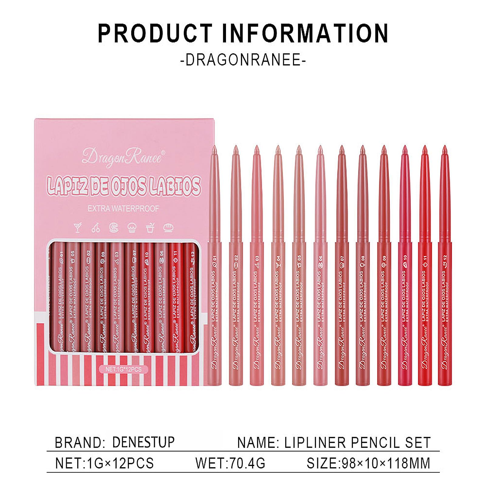 12 Colors Matte Lip Liner Set - Long Lasting Waterproof Lip Pencil, Non-Stick Cup & High Pigmented Smooth Texture - Perfect for Everyday Makeup, Party Looks and Gift Giving