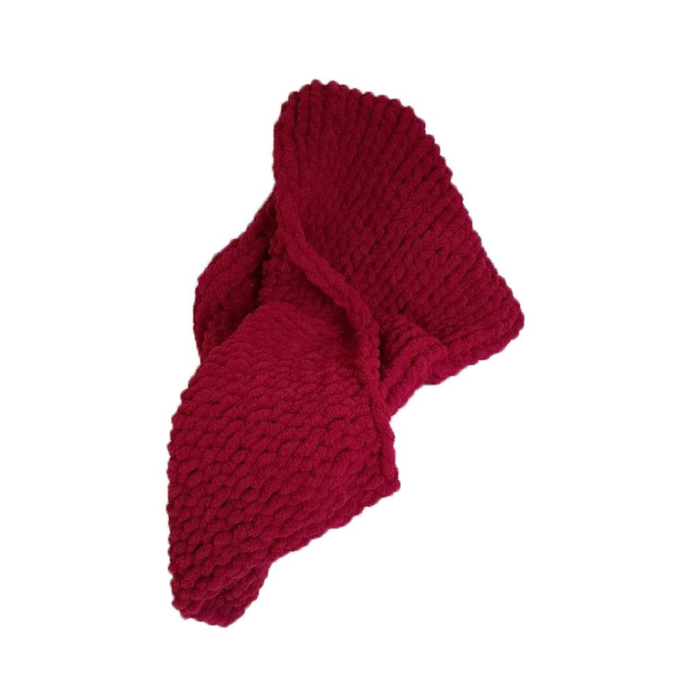 Extra Large Hand Knit Chenille Blanket - Super Soft Fluffy Throw for Couch, Bed & Sofa - Wine Red Cozy Blanket Perfect for Christmas Gifts, Family & Home Decor